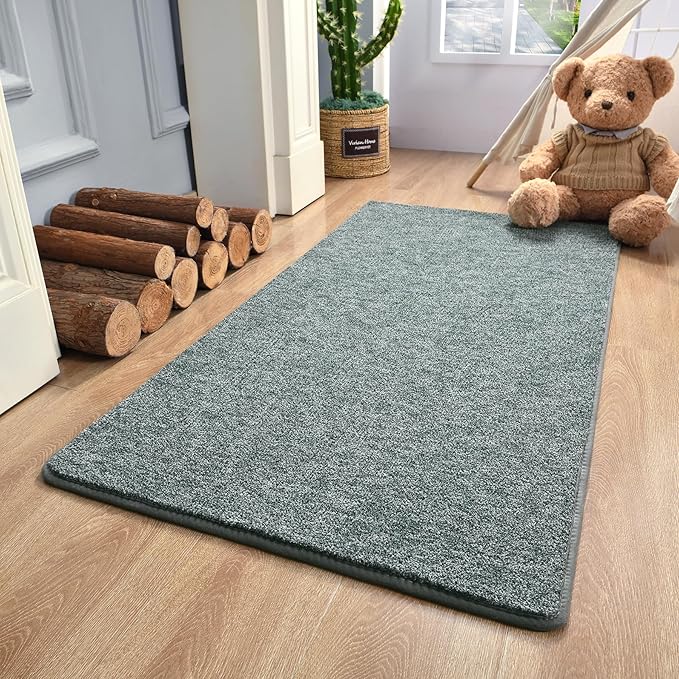 Keeko Soft 2x4 Small Runner Rug, Bedside Rugs for Bedroom Indoor Runner Hallway Carpets Non Slip Living Room Area Throw Rugs Memory Foam Laundry Room Rug for Teen Kids Boys Dorm Room Decor Grey