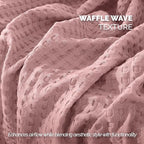 Elegant Comfort Premium 100% Cotton Waffle Blanket - Lightweight Breathable Waffle Weave Bed Blanket - Soft and Warm All Season Blanket for Couch, Sofa and Bed, Full Size 88x88 Inches, Dusty Rose