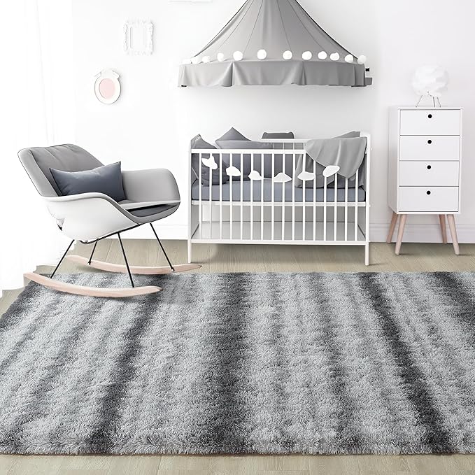Noahas Large Fluffy 5x8 Area Rugs for Living Room Bedroom,Shaggy Grey Thick Shag Throw Rug,Big Soft Bedside Non-Slip Plush Dorm Nursery Kids Carpet