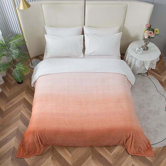 Elegant Comfort Luxury Velvety Feel Blanket, All-Season Lightweight Blanket, Ultra Plush, Soft, Cozy-Fuzzy Flannel Fleece for Couch, Sofa, Bed, Travel, Ombre Design, King/California King, Dusty Rose