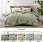 Bedsure Oversized Queen Comforter Set - Olive Green Soft Bedding for All Seasons, Cationic Dyed Bed Set, 3 Pieces, 1 Oversized Queen Size Comforter (98"x98") and 2 Pillow Shams (20"x36"+2")