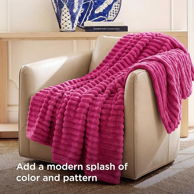 Bedsure GentleSoft Hot Pink Blanket for Couch - Cozy Soft Blankets for Women, Cute Small Throws for Girls, 50x60 Inches