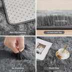 Litanika 6x9 Shag Area Rug for Living Room Bedroom, Tie-Dyed Dark Grey High Pile Soft Plush Shaggy Furry Bedside Playroom Dorm Carpet, Non-Slip, Non-Shedding Modern Indoor Floor Rug