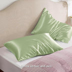 Bedsure Satin Pillowcase with Zipper, Similar to Silk Pillow Cases 2 Pack, Silky & Soft Satin Pillow Cases Standard Size for Hair and Skin, Sage Green Pillow Covers, Gifts for Women Men, 20x26 Inches