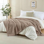 Knitted Throw Blanket 60"X80", Taupe Knit Throws for Bed, Super Soft Boho Chevron Blankets for Couch Sofa Chair Room Decor, Textured Decorative Farmhouse Cozy Lightweight