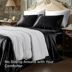 Bedsure Black Satin Sheets Full Size - 4 Piece Silky Bedsheets with 15 Inches Deep Pocket Fitted Bedsheet,1 Flat Sheet, 2 Satin Pillowcases, Good for Hair & Skin (Full, Black)