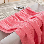 Elegant Comfort Premium 100% Cotton Waffle Blanket - Lightweight Breathable Waffle Weave Bed Blanket - Soft and Warm All Season Blanket for Couch, Sofa and Bed, Twin Size 68x88 Inches, Coral