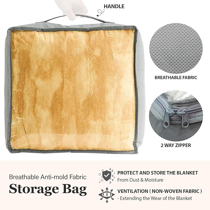 MHD l [Made in Korea] Premium Faux Fur Throw Blanket :Luxury Double-Sided 15mm Microfiber Blanket, 800 GSM :Beige, 60" x 79"