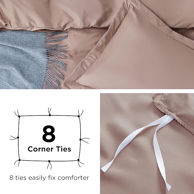 Bedsure Duvet Cover Twin/Twin XL Size - Soft Double Brushed Bedding Set for Kids & Adults, Zipper Closure, 2 Pieces, Includes 1 Duvet Cover (68"x90") & 1 Pillow Sham, NO Comforter, Dusty Rose