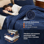 Bedsure Quilts Queen Size - Navy Blue Bedspread Queen Size & Lightweight Comforter, Modern Coverlet with Mandala Pattern, Ultra Soft All-Season Bedding, 90 x 96 Inches | Stitch-Free Quilting, Ultra Soft, Lightweight, Machine Washable, Pet-Friendly