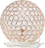 Elegant Designs LT1067-RGD 10" Elipse Crystal Collection Metal Crystal Ball Sequin Table Desk Lamp for Accent Lighting, Décor, Living Room, Rose Gold