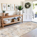 3x10 ft Long Hallway Runner Rug – Non-Slip Washable Kitchen Floor Rug with Rubber Backing, Modern Low Pile Thin Wide Carpet Runners for Bedroom, Entryway Indoor (Gold Grey,3x10)