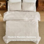 Bedsure King Quilt - Beige Bedspread King Size & Lightweight Comforter, Modern Coverlet with Mandala Pattern, Ultra Soft All-Season Bedding, 106 x 96 Inches | Stitch-Free Quilting, Ultra Soft, Lightweight, Machine Washable, Pet-Friendly