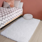 White Runner Area Rugs for Bedroom, Shag Fluffy Bedside Rug for Living Room, Modern Furry Shaggy Throw Rug for Kids Room, Teen Girls, Dorm, Baby Nursery, Cute Fuzzy White Carpet, 3x5 Rug, Home Decor