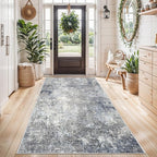 4x6 Rug Machine Washable Non-Slip – Soft Small Area Rug for Indoor Entryway Living Room Bedroom Kitchen – Modern Abstract Neutral Low Pile Carpet（Blue Grey,4x6）