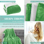 Elegant Comfort Throw Blanket, Reversible Sherpa Flannel, Ultra-Soft, Fuzzy, Cozy and Plush- All Season Lightweight Decorative Throw, 50 x 60 inches, Solid Sherpa Throw, Emerald Green