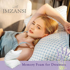 Premium Adjustable Shredded Memory Foam Pillow - Suitable for Side, Back, and Stomach Sleepers, with Cooling Fiber Machine Washable Cover (King-2PCS-Lavender)