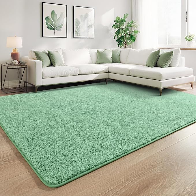Keeko 4x6 Sage Green Area Rugs for Bedroom, Soft Modern Living Room Rug Indoor Non Slip Low Pile Washable Rug Fluffy Fuzzy Memory Foam Carpets Throw Rugs for Kids Nursery Classroom Dorm Room Decor