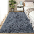 Fluffy Rugs for Bedroom 4x6 Grey Shaggy Rug for Living Room Soft Fur Rug Non Slip Modern Indoor Furry Floor Carpet Washable Plush Fuzzy Kids Area Rug for Nursery Baby Teen Dorm Room