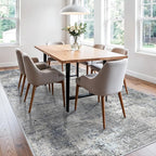 7x9 Washable Living Room Rug - Modern Abstract Neutral Indoor Rug for Dining Room, Kitchen, Bedroom, Non-Slip Low Pile Stain Resistant Carpet（Blue Grey,7x9）