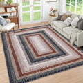 RUGSREAL Modern Rug for Entryway 3x5 Braided Area Rug Machine Washable Living Room Carpet Non Slip Small Dining Room Throw Rug Stain Resistant Farmhouse Rustic Carpet for Bedroom Kitchen, Olive/Brown