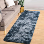 ISEAU Runner Rug for Bedroom, 2x6 Feet Shag Area Rug with Upgrade Non Slip, Fluffy Carpet Runner for Hallway, Fuzzy Soft Living Room Rugs for Boys Bedroom Decor, Dark Blue