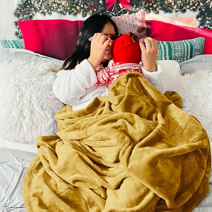 Bedsure GentleSoft Fleece Blanket Twin Size Yellow - 300GSM Lightweight Plush Fuzzy Cozy Soft Warm Blanket for Bed, Sofa, Couch, Travel, Camping, 60x80 inches