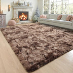 Noahas Large Fluffy 6x9 Area Rugs for Living Room Bedroom,Tie-Dyed Brown Thick Shag Throw Rug,Big Soft Shaggy Bedside Non-Slip Plush Dorm Nursery Kids Carpet