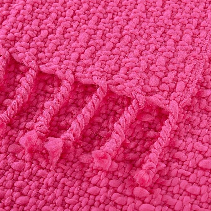 Home Soft Things Basket Weave Throw Blanket, Soft Cozy Warm Blanket with Braided Decorative Throw for Couch Sofa Outdoor Indoor, Hot Pink, 50''x60