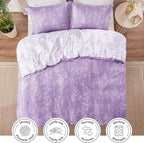 Love's cabin Lavender Comforter Set King - King Size Comforter Set, 3 Pieces Cute Floral Bedding Sets for All Seasons,1 Soft Reversible Botanical Flowers Comforter and 2 Pillow Shams
