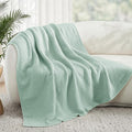 Whale Flotilla Chunky Knit Throw Blanket for Couch and Bed, Sage Green Decorative Cozy Fleece Blanket, Reversible Soft Fuzzy Woven Throws, 50x60 Inch