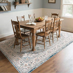 CRYPTOLITE 9x11 Area Rug for Living Room, Modern Washable Rug Non Slip Low Pile Large Area Rugs for Living Room, Bedroom, Farmhouse, Dining Room,Blue