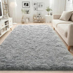 ISEAU Fluffy Dorm, College, Apartment, Bedroom Rug, 4 x 6 Feet Shaggy Area Rugs Floor Mat for Living Room Fuzzy Carpet Comfy Nursery Mats Bedside Kids Boys Room Home Decor, Grey