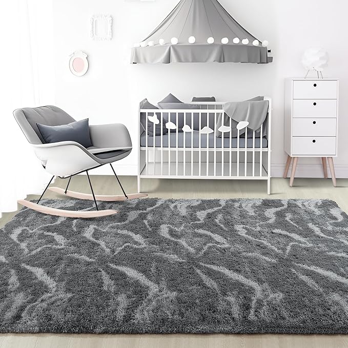 Noahas Large Fluffy 5x8 Area Rugs for Living Room Bedroom,Thick Shag Grey Throw Rug,Big Soft Shaggy Bedside Non-Slip Plush Dorm Nursery Kids Carpet