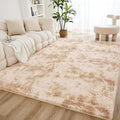 Litanika 5x8 Shag Area Rug for Living Room Bedroom, Tie-Dyed Beige High Pile Soft Plush Shaggy Furry Cream Bedside Playroom Dorm Carpet, Non-Slip, Non-Shedding Modern Indoor Floor Rug
