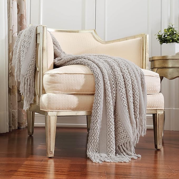 CREVENT Home Decor Couch Sofa Chair Bed Throw Blanket, Soft Warm Cozy Light Weight for Travelling, Giftable for Christmas(50''X60'' Taupe)