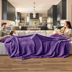 Bedsure Gentlesoft 100% Cotton Blanket King Size for Bed - Breathable and Soft for Spring Summer, Thick Cozy Waffle Weave Blanket Gifts for Women, Purple, 104x90 inches