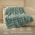 Bedsure GentleSoft Fluffy Fuzzy Sage Green Throw Blanket, Soft Cozy Fleece Faux Fur Blanket for Couch, Spring Green Decor Minky Velvet Bed Cover, Thick Warm Plush Women Men Birthday Gifts