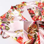 Women's Floral Satin Robes Bride Bridesmaid Getting Ready Robe Short Silky Kimono Sleepwear for Wedding Party