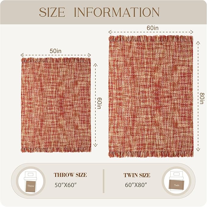 Multi-Color Dark Red Cable Woven Throw Blanket for Couch,60"X80" Boho Style Textured Blankets for Home Decor,Super Soft Warm Cozy Chunky Blanket with Decorative Tassels for Bed