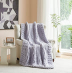 clootess Chunky Knit Blanket Knitted Throw Crochet Chenille Yarn Woven for Bed Sofa Textured Thick Cable Decor (Grey 40x60 in)