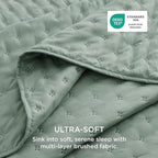Bedsure King Quilt - Sage Green Bedspread King Size & Lightweight Comforter, Modern & Boho Coverlet with Clover Pattern, Ultra Soft All-Season Bedding, 106 x 96 Inches | Stitch-Free Quilting, Ultra Soft, Lightweight, Machine Washable, Pet-Friendly
