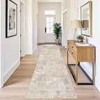 3x10 ft Washable Hallway Runner Rug – Non-Slip Long Carpet Runner for Kitchen, Indoor Entryway & Bathroom, Modern Neutral Low Pile Wide Floor Mat (Beige Grey,3x10)