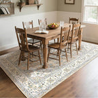 CRYPTOLITE 9x11 Area Rug for Living Room, Modern Washable Rug Non Slip Low Pile Large Area Rugs for Living Room, Bedroom, Farmhouse, Dining Room,Beige