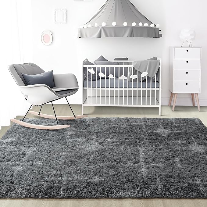 Noahas Large Fluffy 5x8 Area Rugs for Living Room Bedroom,Soft Grey Thick Shag Throw Rug,Big Shaggy Bedside Non-Slip Plush Dorm Nursery Kids Carpet