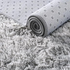 ISEAU Super Soft Rugs for Bedroom Shaggy Area Rug, 3x5 Feet Tie-Dye Shaggy Carpet Mats for Dorm, College, Apartment, Living Room, Non-Slip Abstract Fuzzy Rugs for Girls Boys Kids Room, Light Grey