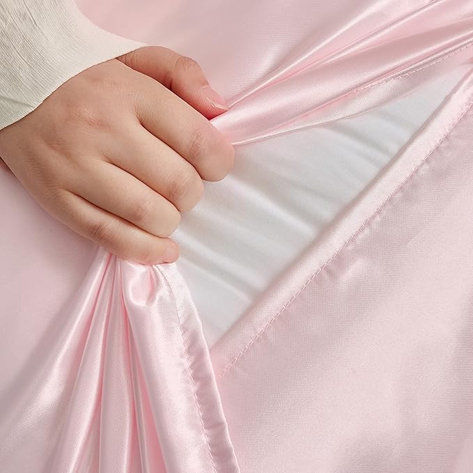 King Size Satin Pillowcase Set of 2 with Envelope Closure,Blush Pink Silk Pillowcase for Hair and Skin (20x36)