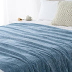 Chenille Throw Blanket for Couch 50"X 60", Soft Cozy Throws with Fringe Tassel for Bed Sofa Chair Cover, Lightweight Knitted Decorative Boho Blankets for Living Room, Dusty Blue