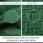 IR Imperial Rooms Queen Quilt Bedding Set Size (90" x 96") + 2 Pillow Shams (20" x 26"+ 2") - 3 Pcs All Season Lightweight Reversible Microfiber Coverlet Floral Embossed Quilt Bedspread (Emerald)