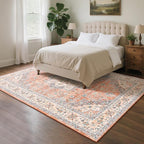 CRYPTOLITE 9x11 Area Rug for Living Room, Modern Washable Rug Non Slip Low Pile Large Area Rugs for Living Room, Bedroom, Farmhouse, Dining Room,Orange